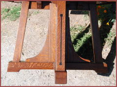Detail of structure of base and inlay on legs.  